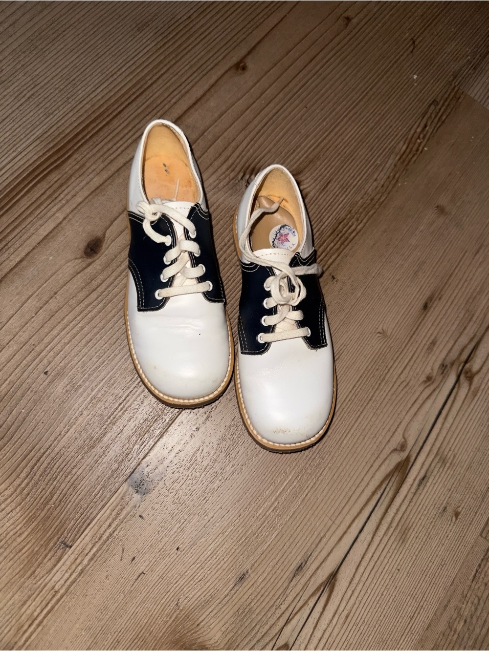 Two-Tone White and Black Saddle Shoes